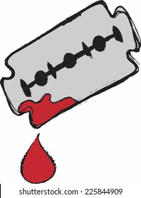 doodle razor blade and drop of blood