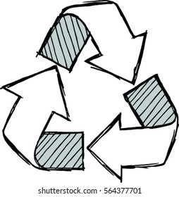 Doodle of recycle icon.  vector illustration