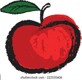 doodle red apple