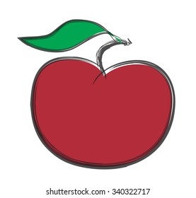 doodle red apple  vector illustration