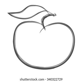 doodle red apple  vector illustration