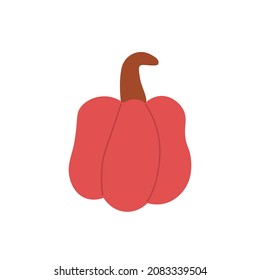 Doodle Red Bell Pepper. Vector Clipart.