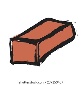 doodle red brick isolated on white