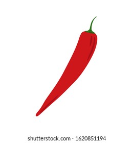 Doodle red chilli isolated on white background. Hand drawn cayenne pepper vegetable. Vegetarian healthy food. Fresh organic ingredient. Vector illustration