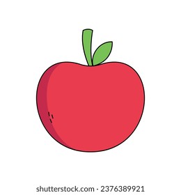Doodle red color apple hand drawn cartoon