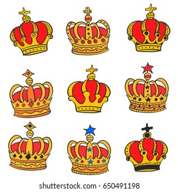 Doodle red crown style various collection