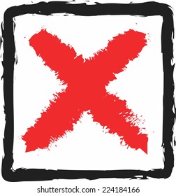 doodle red delete web icon, vector