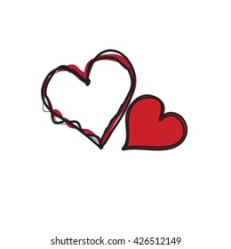 doodle  red heart icon vector eps.10