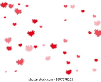 Doodle red hearts confetti vector illustration. Abstract holiday banner backdrop. Framed hearts love passion symbols isolated on transparent background. Valentine's day simple decor.