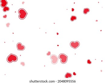 Doodle red hearts confetti vector illustration. Romantic holiday banner backdrop. Bright hearts love passion symbols isolated on transparent background. Anniversary simple decor.