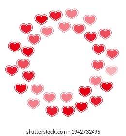 Doodle red hearts falling vector illustration. Modern holiday party decor. Bright hearts love emotion symbols isolated on transparent background. Birthday sweet decor.