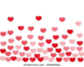 Doodle red hearts flying vector illustration. Modern greeting card backdrop. Ruby red hearts love emotion symbols isolated on transparent background. Anniversary cute decor.