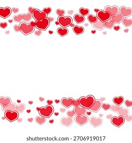 Doodle red hearts flying vector illustration. Modern wedding decor design. Framed hearts love pleasure symbols isolated on transparent background. Birthday simple decor.