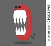 Doodle red monster with big teeth #001