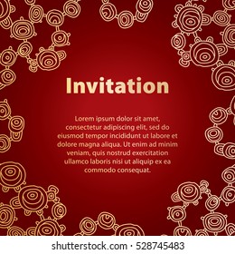 doodle red ornament invitation with curls