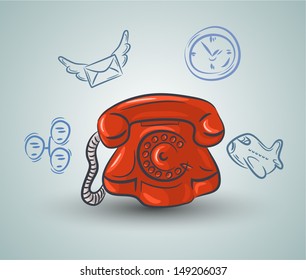 Doodle red phone