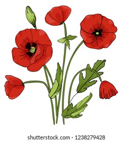 Doodle Red Poppies