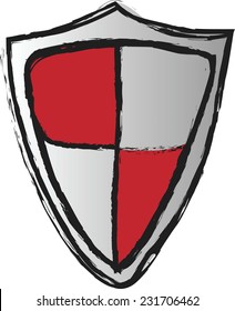doodle red shield, vector