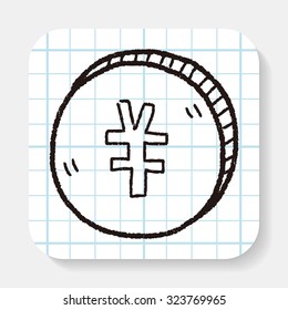 doodle Renminbi money coin