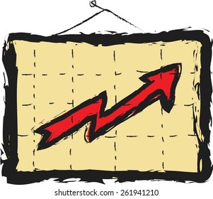 doodle report growing chart business, vector
