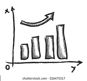 doodle report growing chart business, vector illustration