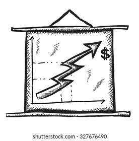 doodle report growing chart business, vector illustration