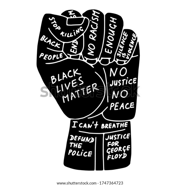 白い背景に落書き風の抗議アイコン スローガン 黒人の生活 人種差別 黒人の殺人 警察の資金の引き出しなど ポスターのベクター画像ストックイラスト のベクター画像素材 ロイヤリティフリー