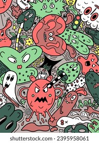 doodle retro abstract art cartoon illustration