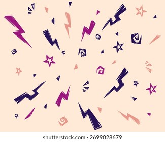 Doodle retro quadrinhos esboço explosão rabiscar padrão textura de fundo sobreposição editável