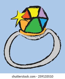 doodle retro diamond wedding ring