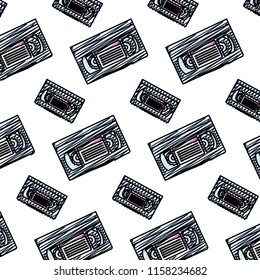 doodle retro tape old cassette background