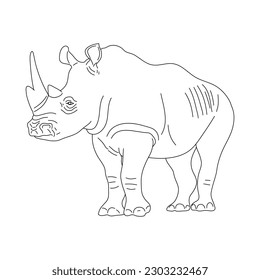 Doodle of Rhinoceros. Hand drawn vector illustration.