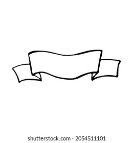 Doodle ribbon banner. Hand drawn element for web design, stationery, poster, flyer, logo