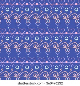Doodle ribbon. Heart vector icon. Abstract heart board pattern in chalkboard style on black background. Kids doodle set. Chalkboard set. Love Vector brush stroke. blue background 