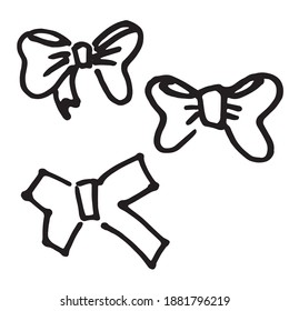 doodle ribbon icons. Hand drawn vector illustration. Sweet element for greeting cards, posters, stickers and seasonal design. Isolated on white background
