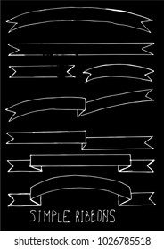 Doodle ribbons and Banners vector clip art set of 8 hand drawn images