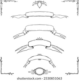 doodle ribbons and frames. a sketch of fantasy tapes