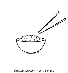 Doodle Rice Bowl With Hand Drawn Style Vector Isolated