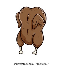 doodle roasted chicken meat with outline