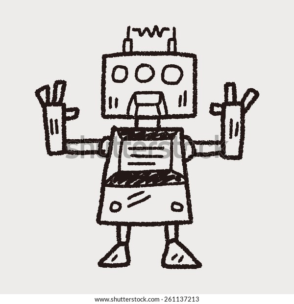 Doodle Robot Stock Vector (Royalty Free) 261137213