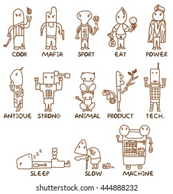 Doodle Robot cartoon, illustration