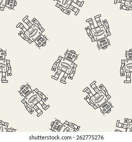 Doodle Robot seamless pattern background