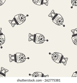 Doodle Robot seamless pattern background