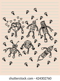 Doodle robot vector art