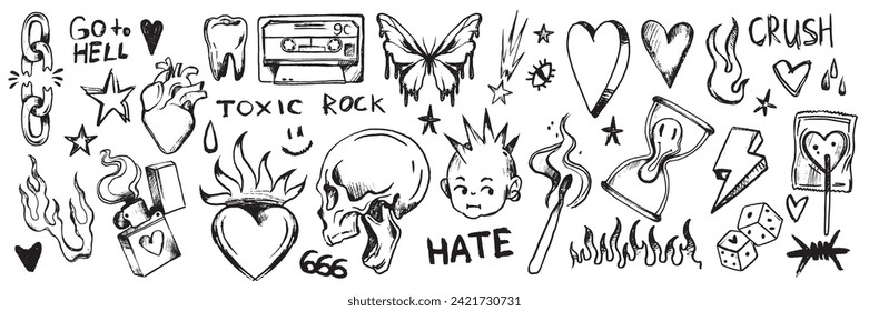 Doodle rock grunge set
