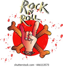Doodle rock and roll sign . Hand drawing illustration.