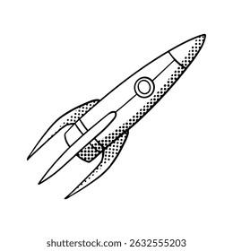 Doodle Rakete Handzeichnung. Flugraketendesign spielen