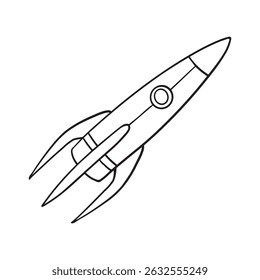 Doodle dibujo de la mano del cohete. jugar diseño de cohete volador