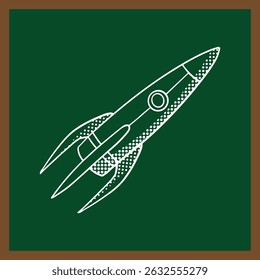 Doodle rocket hand drawing. play flying rocket design