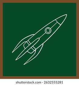Doodle rocket hand drawing. play flying rocket design